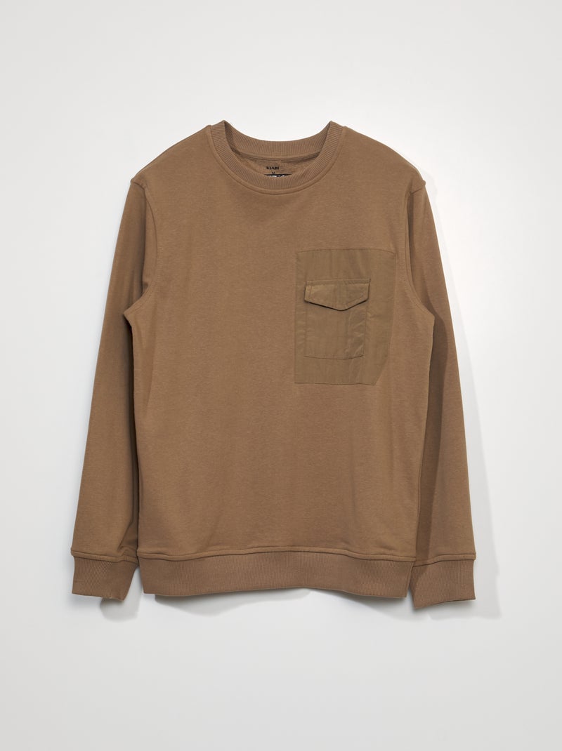Sweat en molleton avec poche poitrine Beige - Kiabi