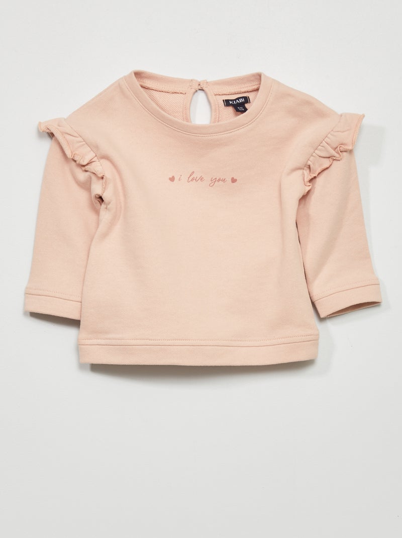 Sweat en molleton avec volants Rose - Kiabi