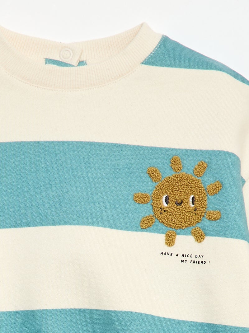 Sweat en molleton brodé Bleu - Kiabi