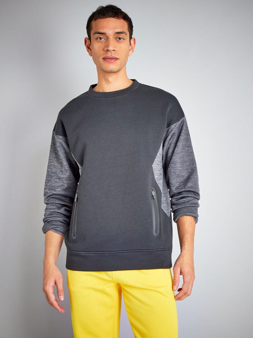 Sweat en molleton color-block - GRIS - Kiabi - 20.00€