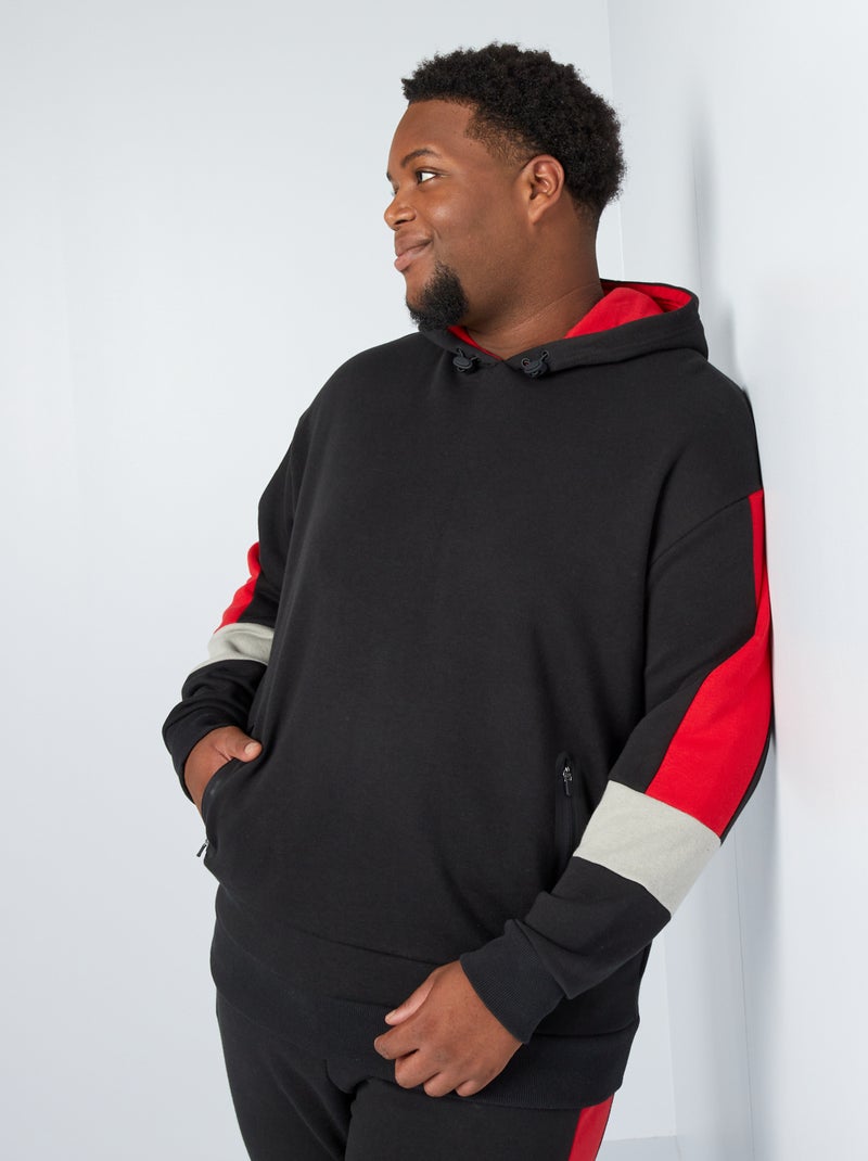Sweat en molleton color-block noir - Kiabi