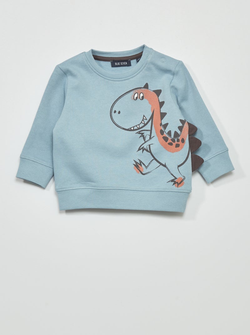 Sweat en molleton 'dinosaure' bleu - Kiabi