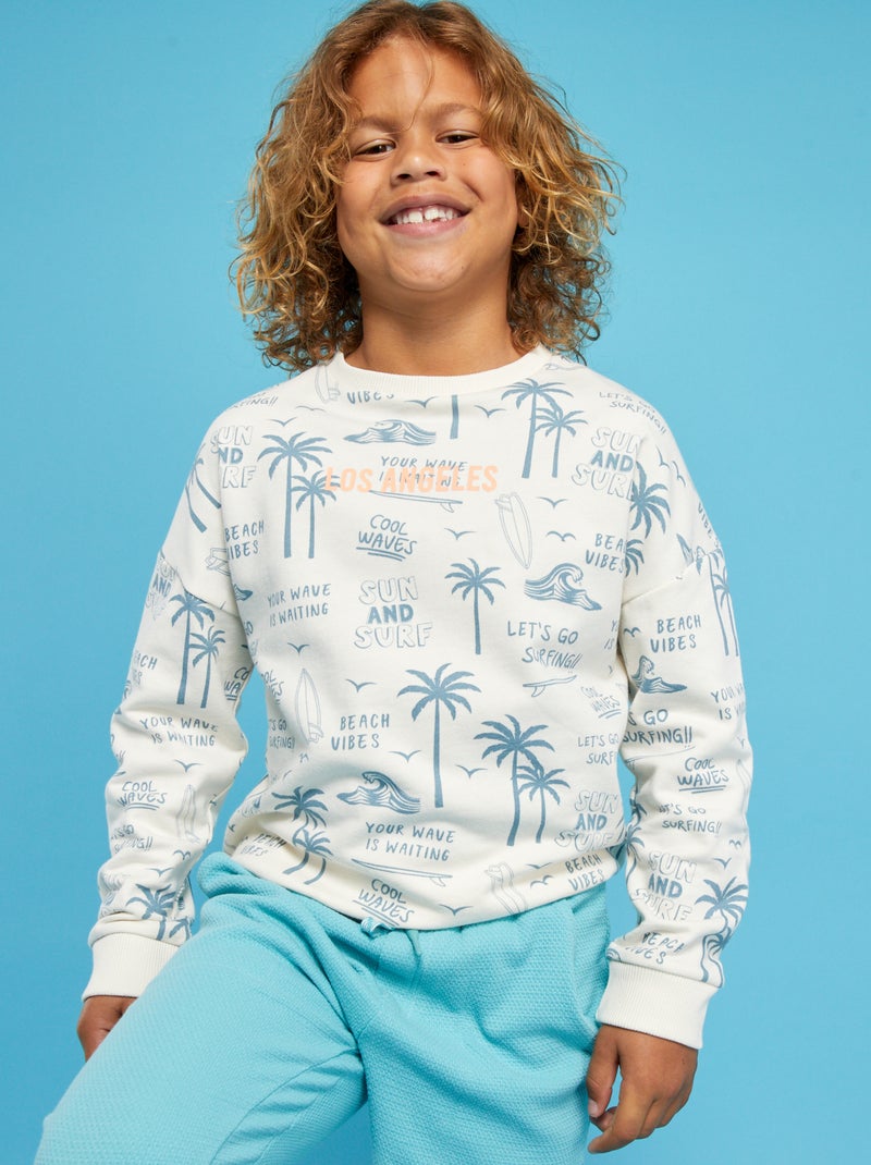 Sweat en molleton Ecru - Kiabi