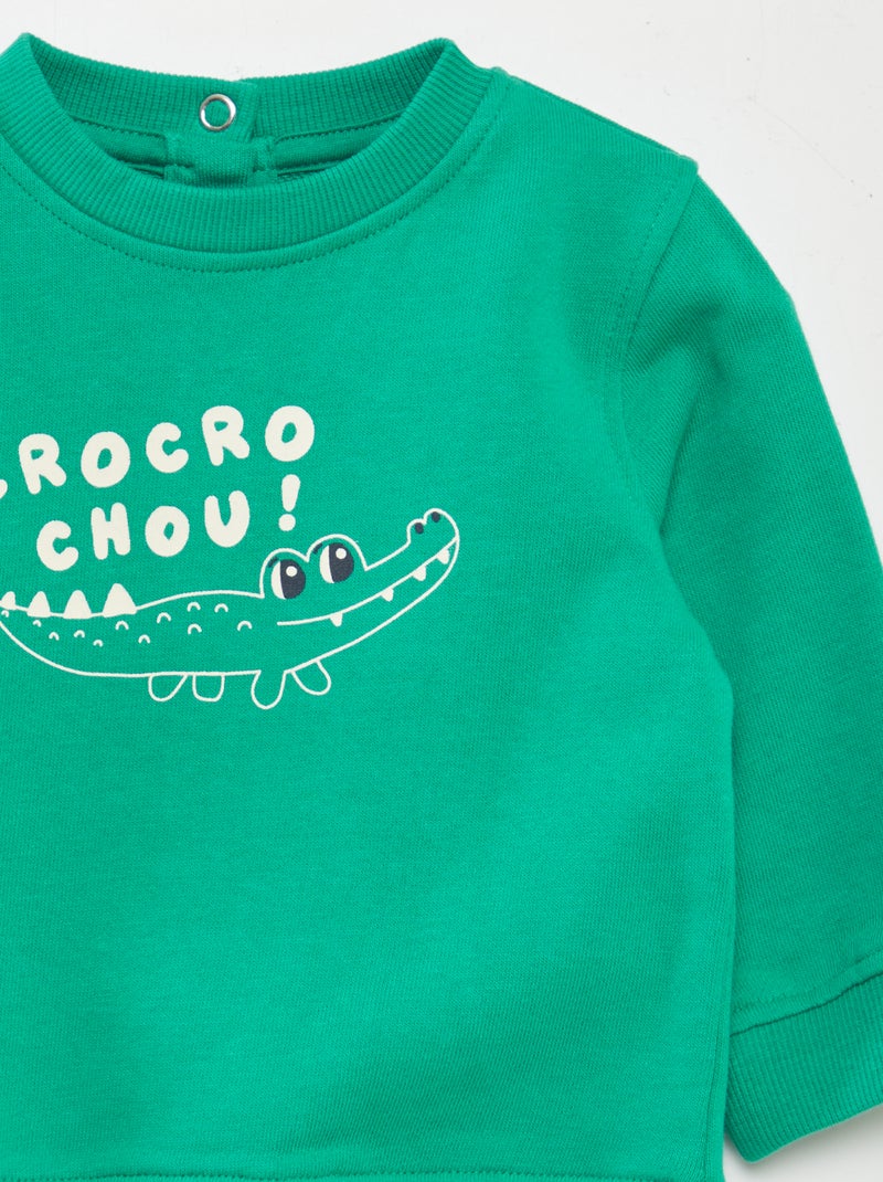 Sweat en molleton fin avec imprimé Vert - Kiabi