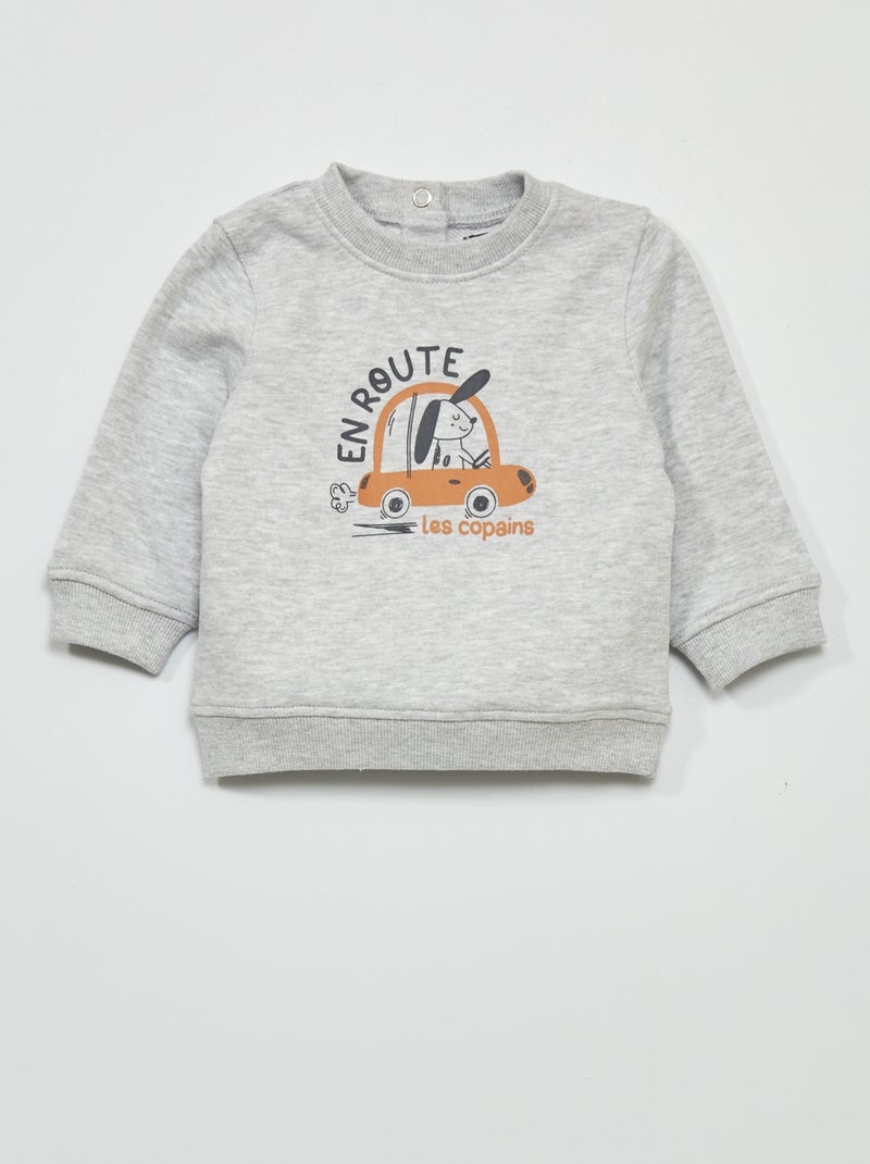 Sweat en molleton fin Gris - Kiabi