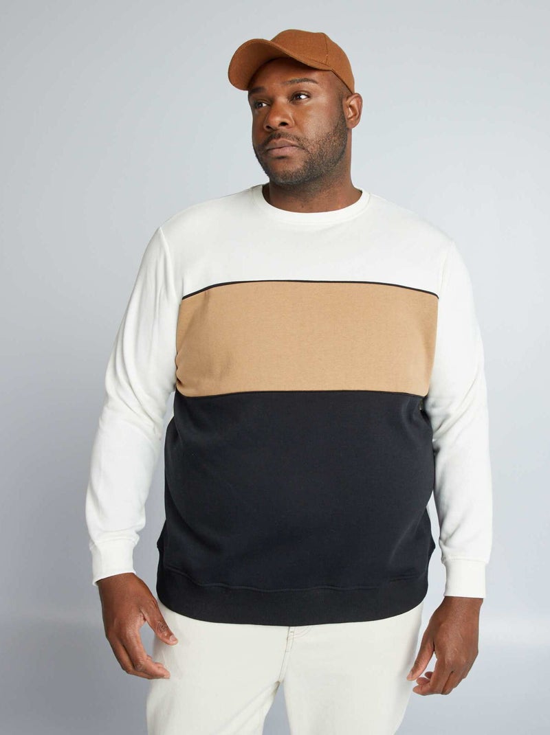 Sweat en molleton gratté colorblock Noir/Blanc - Kiabi
