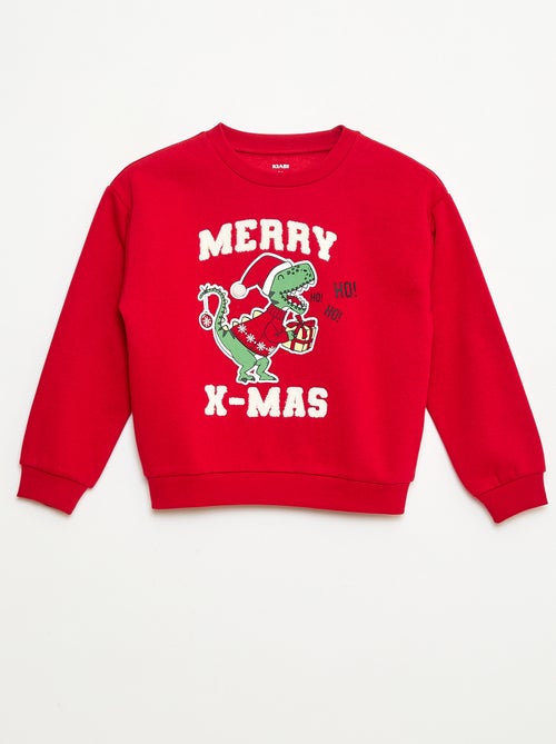 Sweat en molleton gratté imprimé 'Noël' - Kiabi