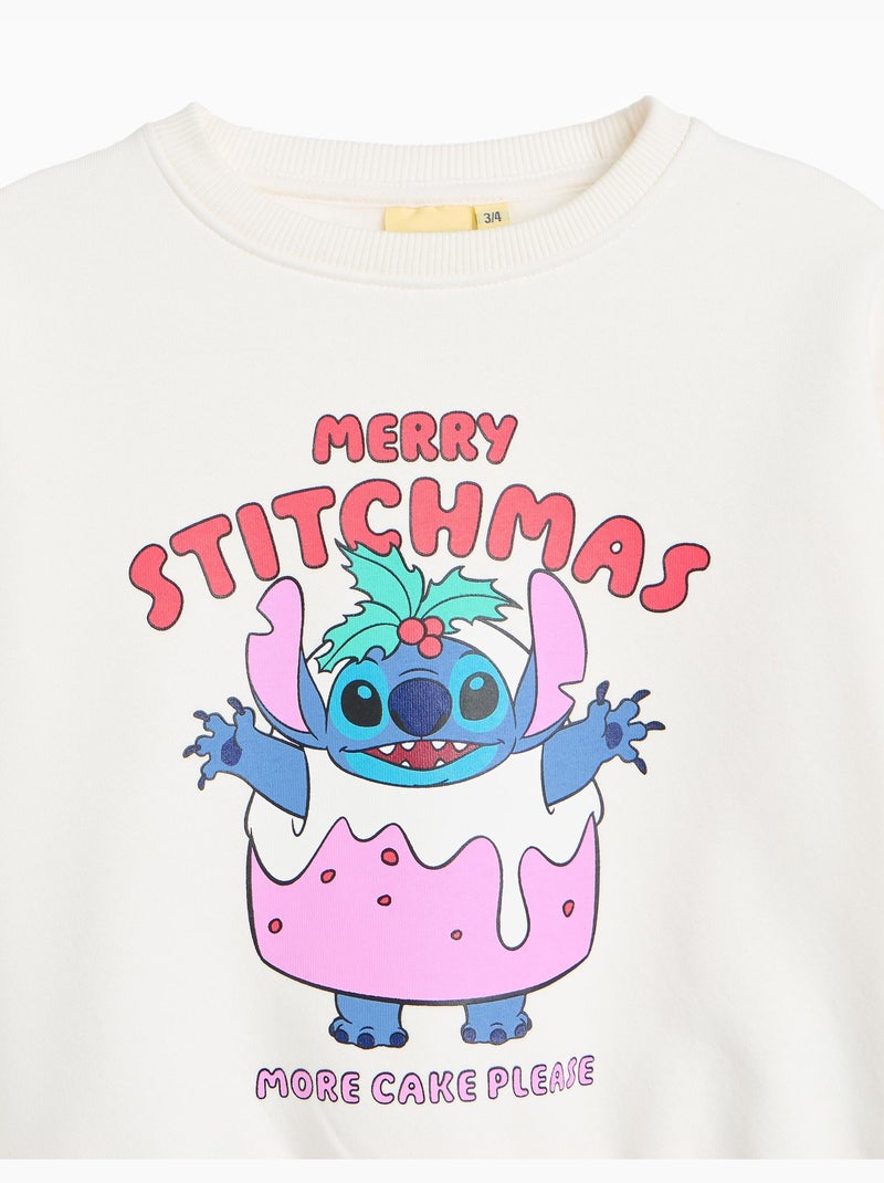 Sweat en molleton gratté « stitch » © disney, mo fashion Blanc - Kiabi