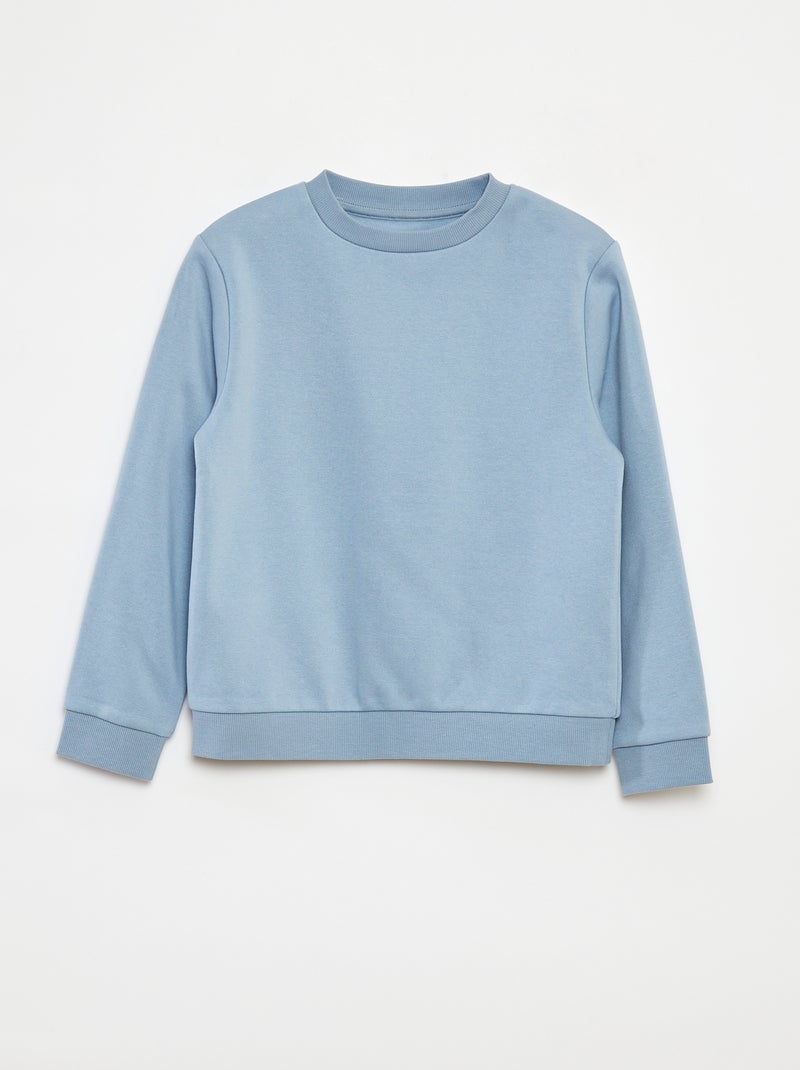 Sweat en molleton gratté uni Bleu - Kiabi
