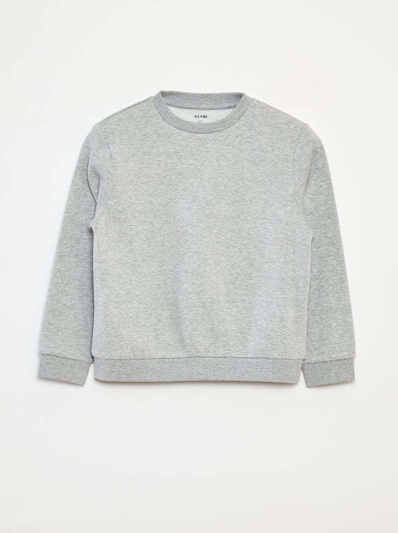 Sweat en molleton gratté uni Gris - Kiabi