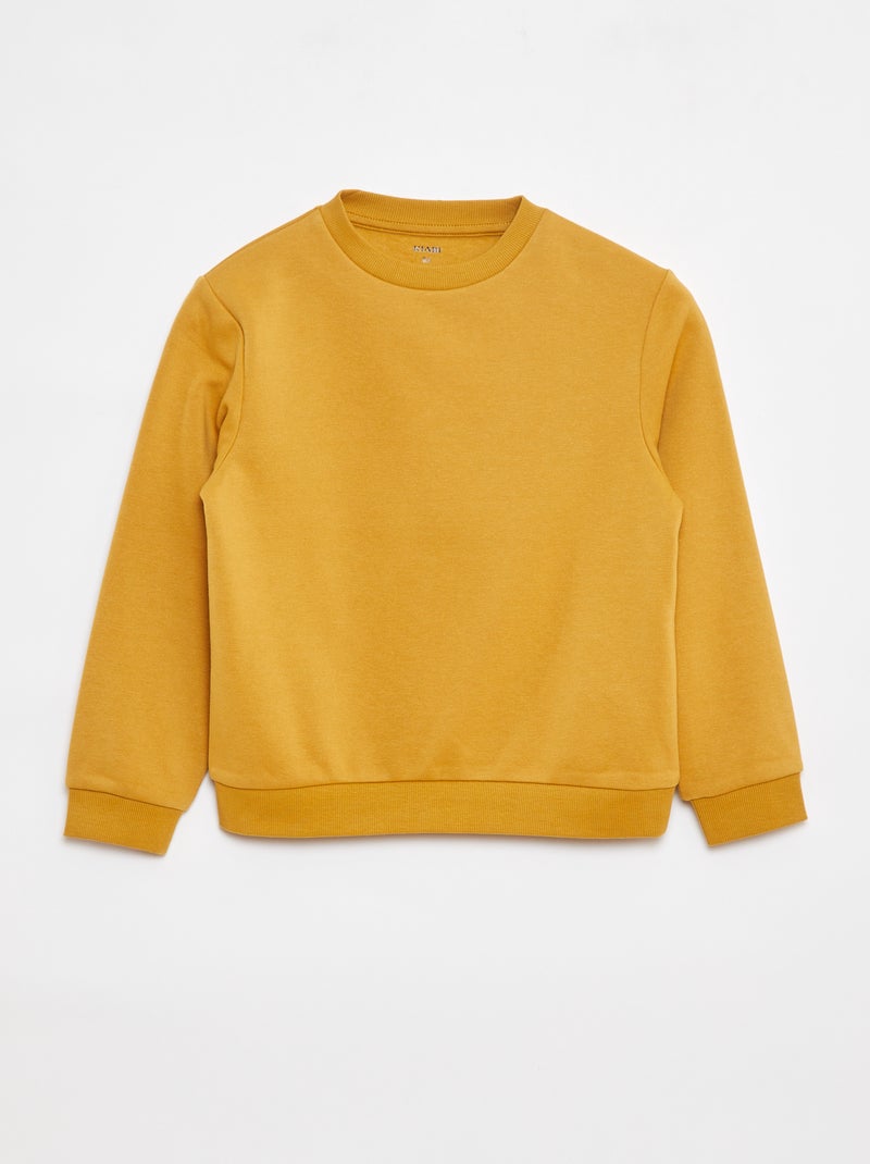 Sweat en molleton gratté uni Jaune - Kiabi