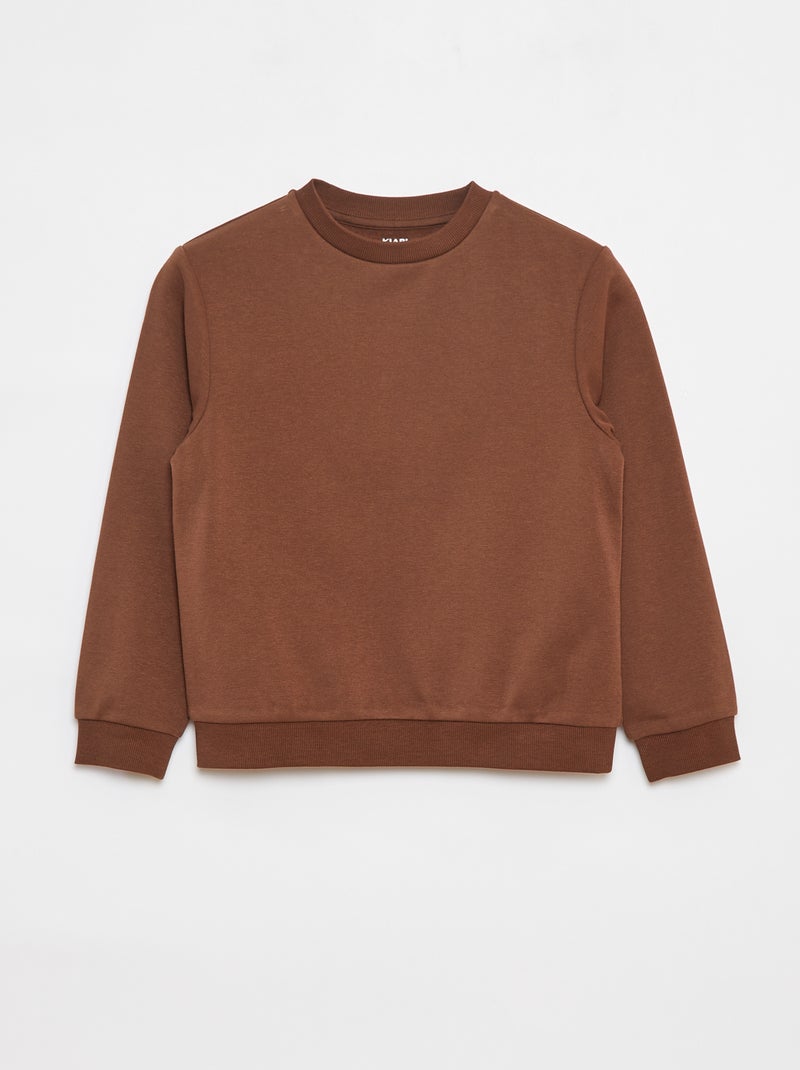 Sweat en molleton gratté uni Marron - Kiabi
