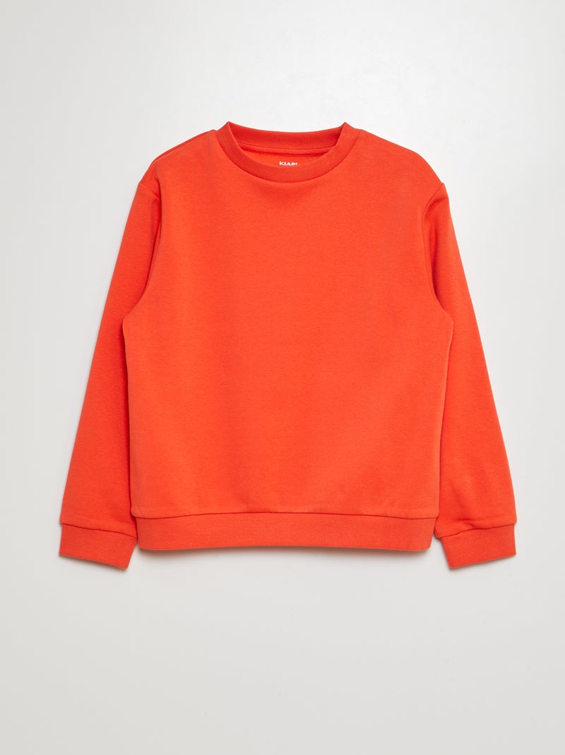 Sweat en molleton gratté uni Orange - Kiabi