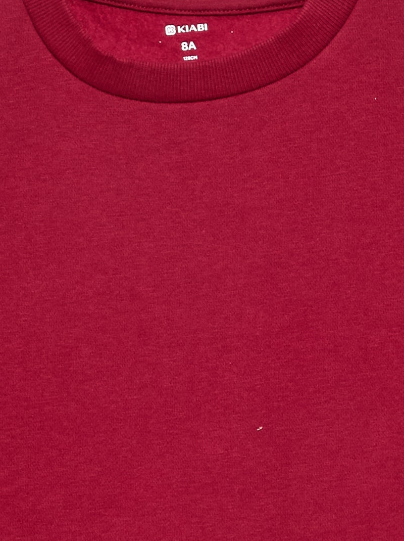 Sweat en molleton gratté uni Rouge - Kiabi