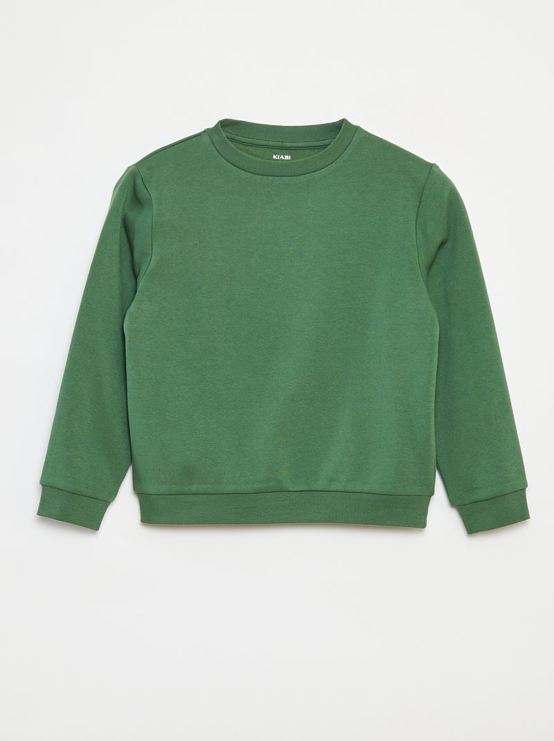 Sweat en molleton gratté uni Vert - Kiabi
