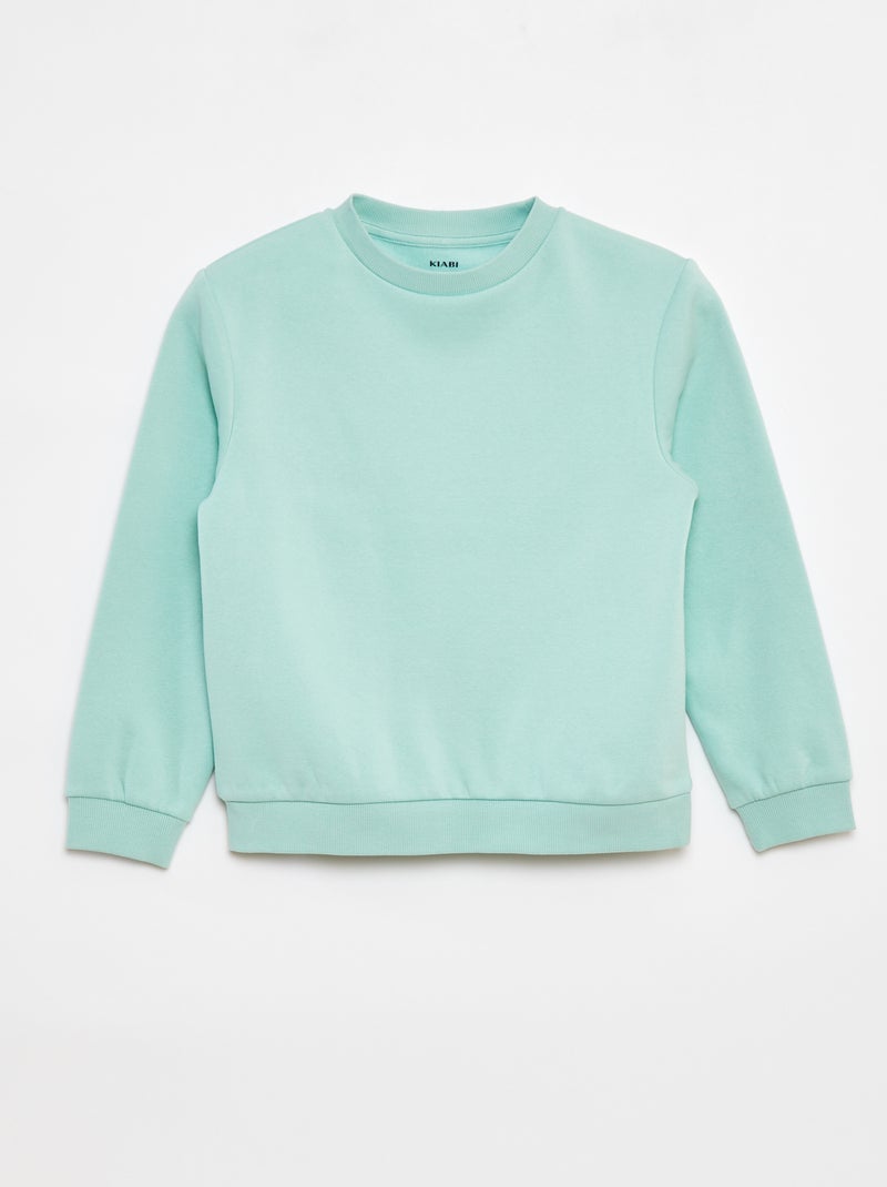 Sweat en molleton gratté uni Vert - Kiabi