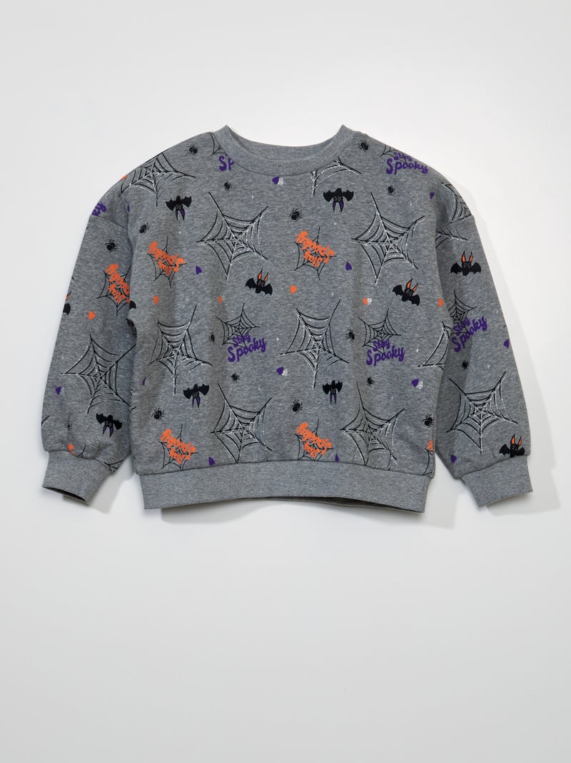 Sweat en molleton 'Halloween' Gris - Kiabi