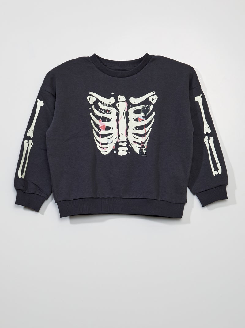 Sweat en molleton 'Halloween' Gris - Kiabi