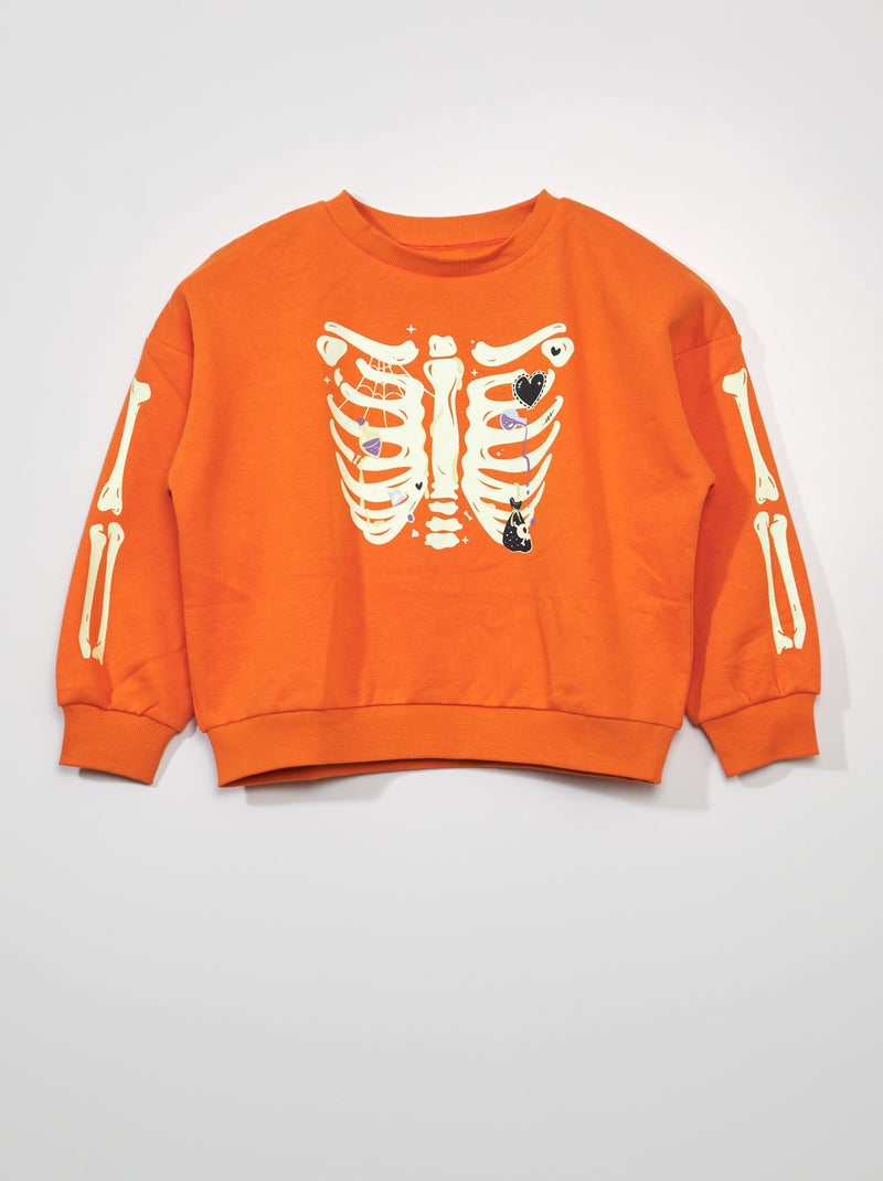 Sweat en molleton 'Halloween' Orange - Kiabi