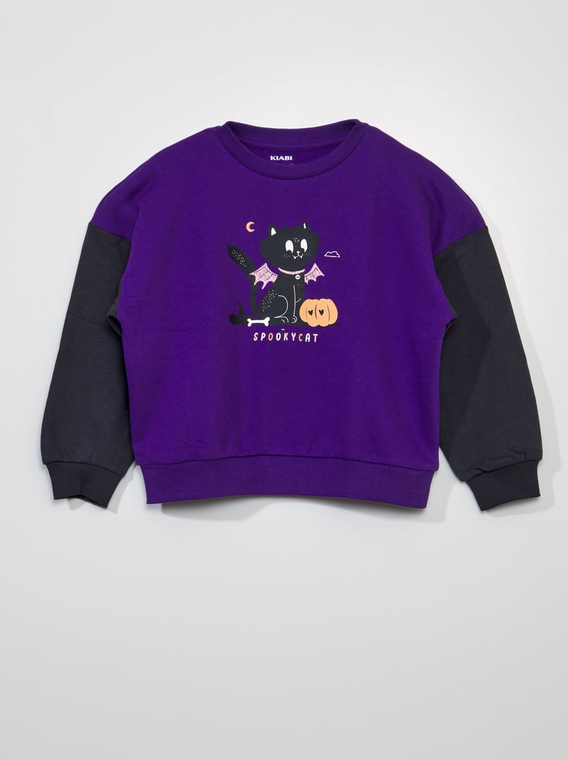 Sweat en molleton 'Halloween' Violet - Kiabi