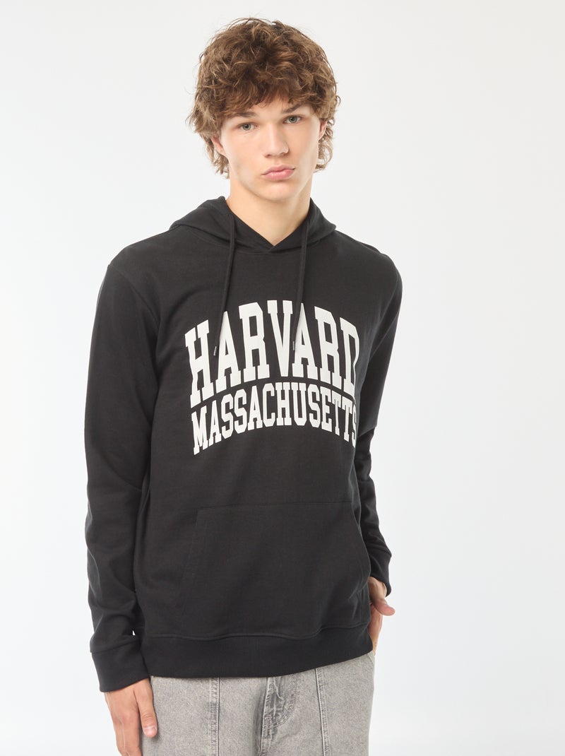 Sweat en molleton 'Harvard' à capuche imprimé recto/verso Noir - Kiabi