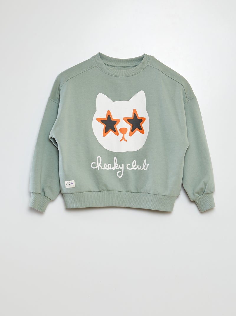 Sweat en molleton imprimé - Grafik Edition Vert - Kiabi