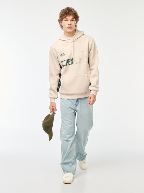 Sweat en molleton imprimé à capuche - Kiabi