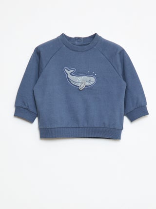 Sweat en molleton imprimé avec ouverture pressionnée