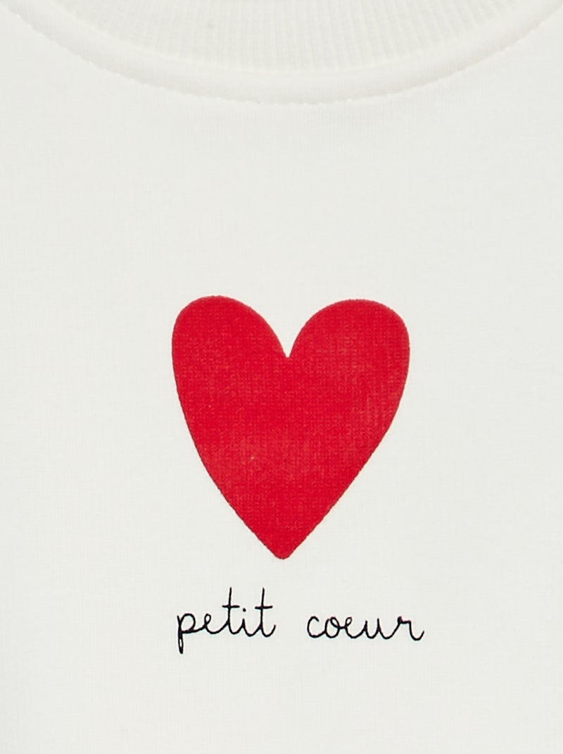 Sweat en molleton imprimé Blanc cœur - Kiabi