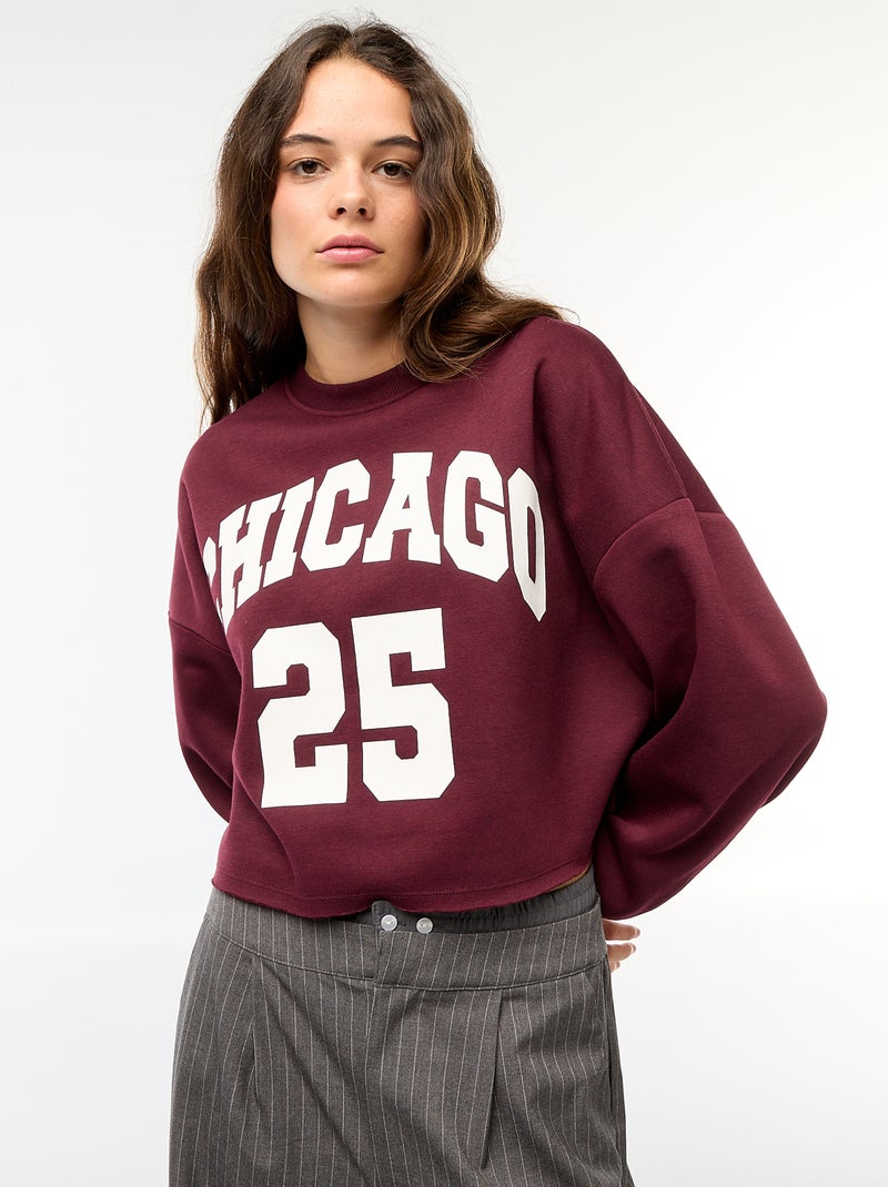 Sweat en molleton imprimé Bordeaux - Kiabi