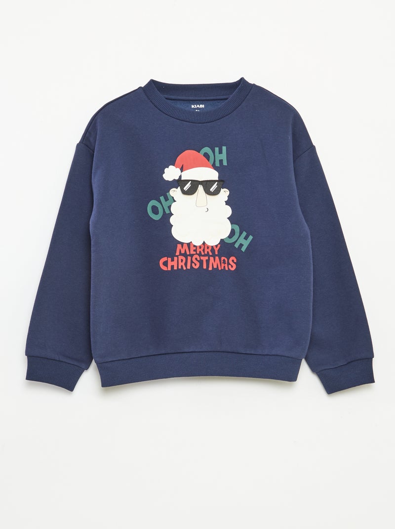 Sweat en molleton imprimé Noël Bleu - Kiabi