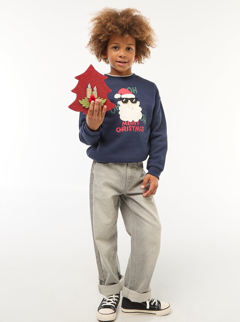 Sweat en molleton imprimé Noël Bleu - Kiabi