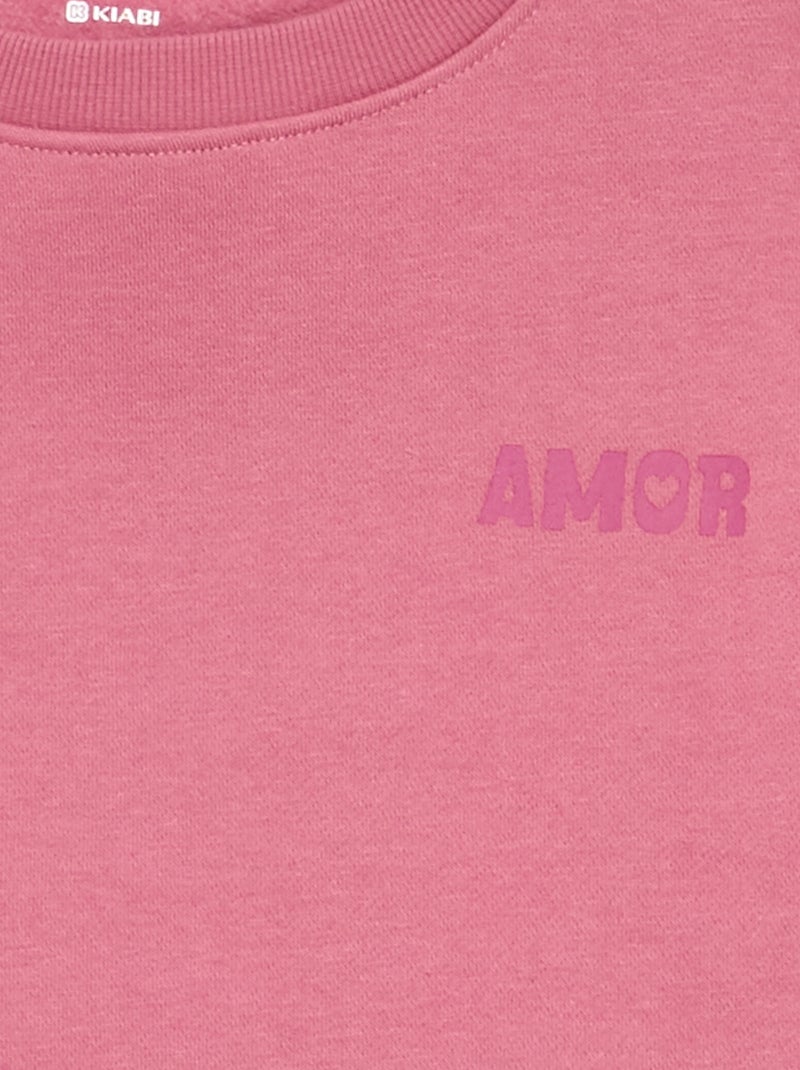 Sweat en molleton imprimé poitrine Rose - Kiabi