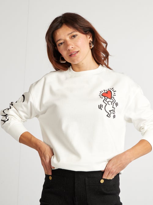 Sweat en molleton 'Keith Haring' imprimé recto verso - Kiabi