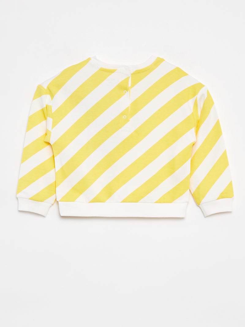Sweat en molleton léger à col rond et à motif JAUNE - Kiabi