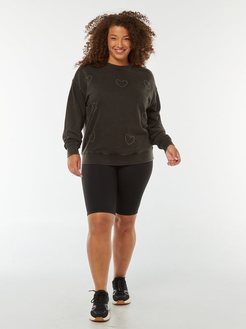 Sweat en molleton léger avec étoiles en strass - Kiabi