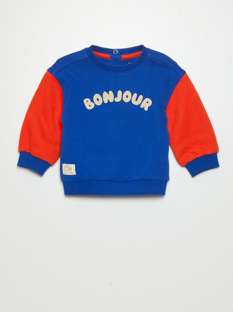 Sweat en molleton léger avec imprimé Bleu/orange - Kiabi