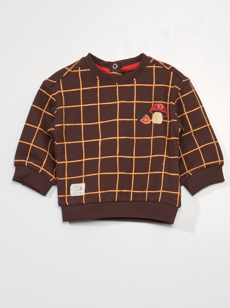 Sweat en molleton léger avec imprimé Marron - Kiabi