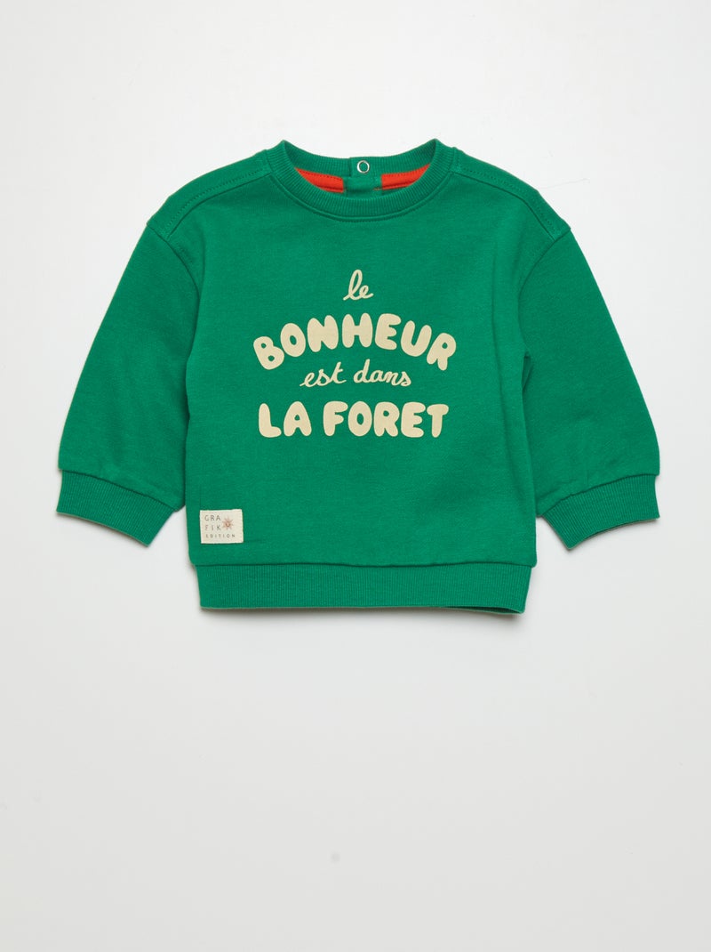 Sweat en molleton léger avec ouverture dans le dos Vert - Kiabi