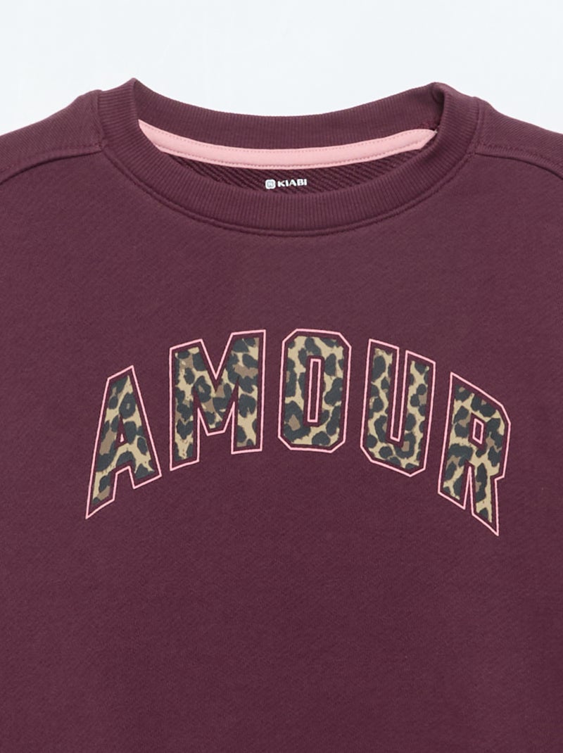 Sweat en molleton léger imprimé recto/verso Rose - Kiabi