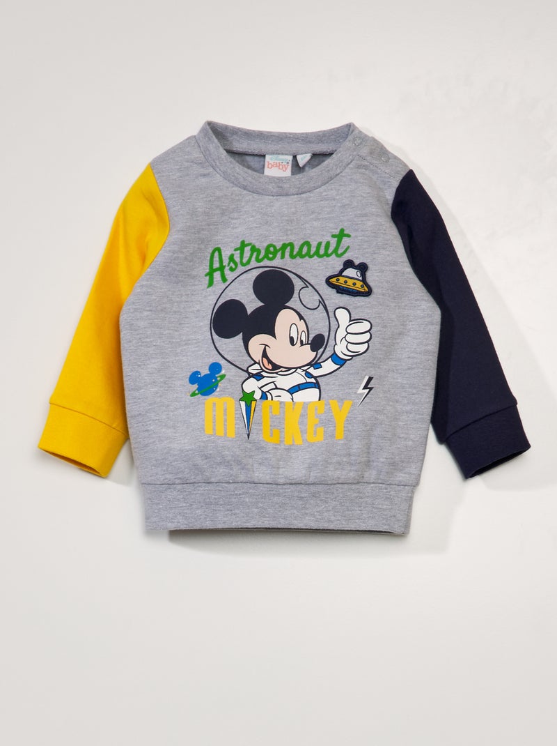 Sweat en molleton 'Mickey' 'Astronaut' 'Disney' Gris bleu - Kiabi