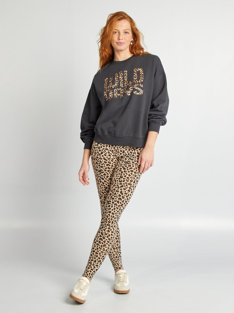 Sweat en molleton Noir léopard - Kiabi