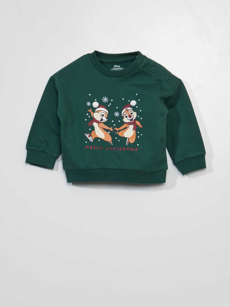 Sweat en molleton 'Tic et Tac' 'Disney' Vert - Kiabi