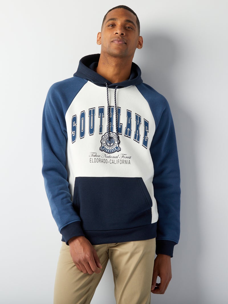 Sweat en molleton type université américaine Marine/blanc - Kiabi