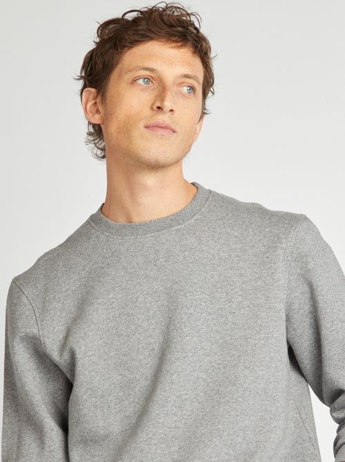 Sweat en molleton uni à col rond - Kiabi