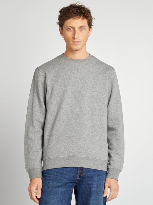 Sweat en molleton uni à col rond - Kiabi