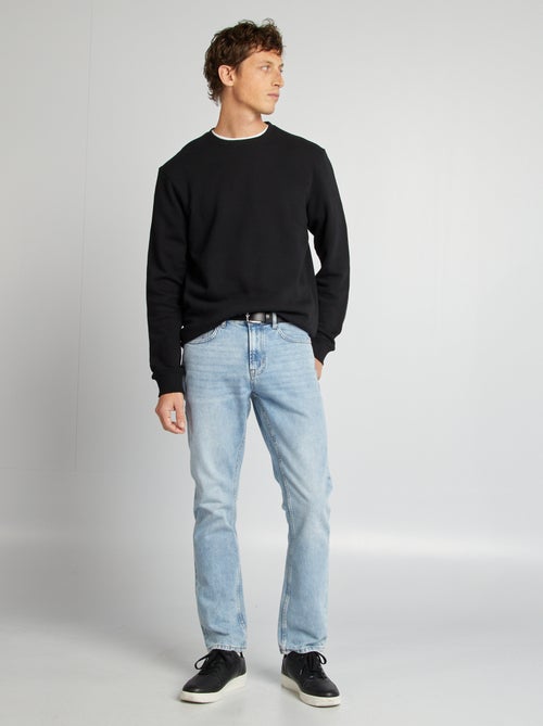 Sweat en molleton uni à col rond - Kiabi