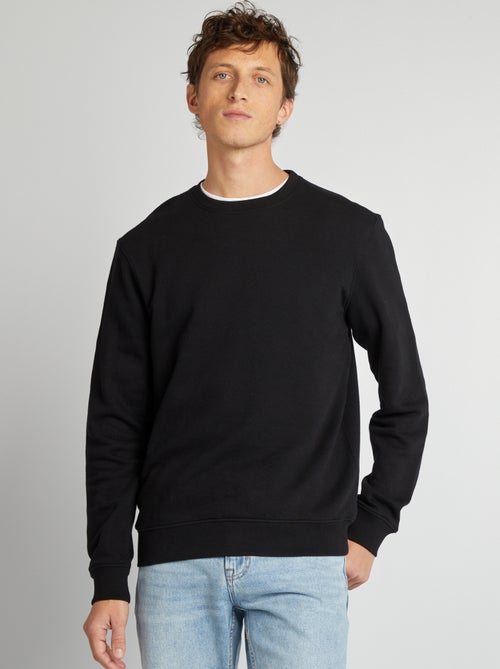 Sweat en molleton uni à col rond - Kiabi