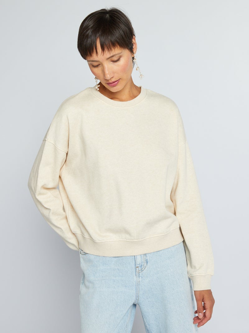 Sweat en molleton uni Beige - Kiabi