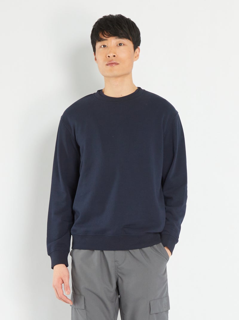 Sweat en molleton uni Bleu - Kiabi